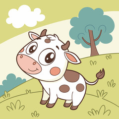 Adorable Cartoon Cow for Kids Vector