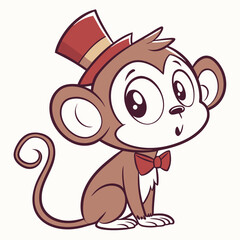 Cute Monkey Cartoon Vector Illustration