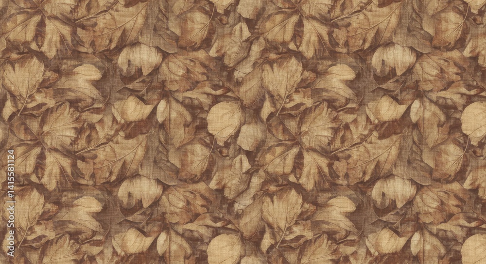 Poster Abstract brown leaves pattern texture background for autumn season style