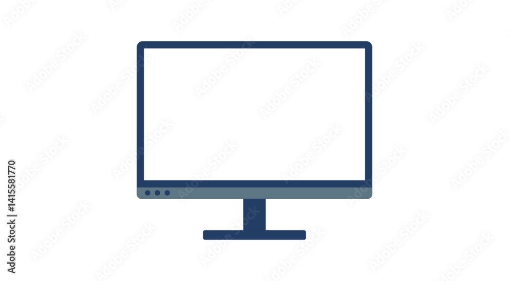 Poster desktop pc empty screen vector. computer device with blank display for advertisement. empty monitor screen, blank pc symbol png and vector illustration on transparent background