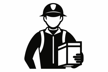 Delivery man silhouette black vector