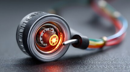 Naklejka premium Detailed closeup image of the internal components of a miniature speaker captured through photography and studio lighting to showcase the intricate engineering and design