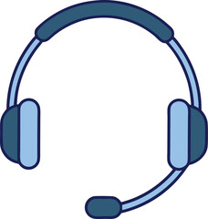 Light Blue Customer Service Headset With Microphone Detailed Vector Illustration