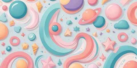 Fototapeta premium Colorful background with a swirl of stars and planets