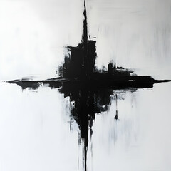 Obraz premium Abstract Black Cross Painting.