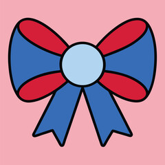 Coquette Ribbon Bow 4th of July Vector Art – Patriotic Icon Illustration Design