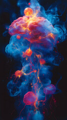 Abstract Colorful Ink Cloud Burst.