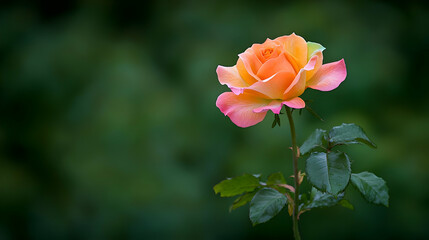 Orange Pink Rose Blossom In Garden