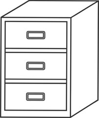 Outline Illustration Of A White Filing Cabinet With Three Drawers For Storage