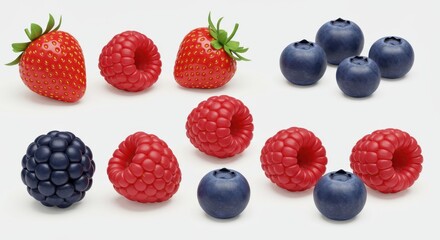 Assortment of Fresh Berries a Colorful and Nutritious Fruit Collection