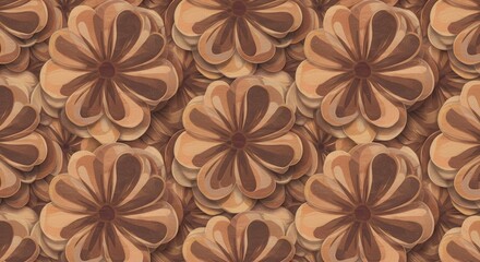 Floral Pattern with Brown Flowers Seamlessly Arranged for Wallpaper Design