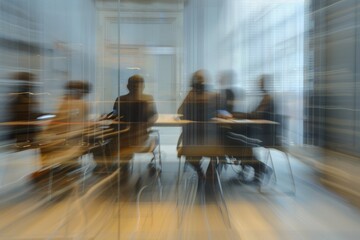 Blurred business people meeting in modern office building conference room