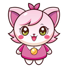 Cute Pink Cat Character