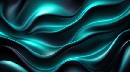 Fototapeta premium Teal flowing fabric drapes in a dark backdrop.
