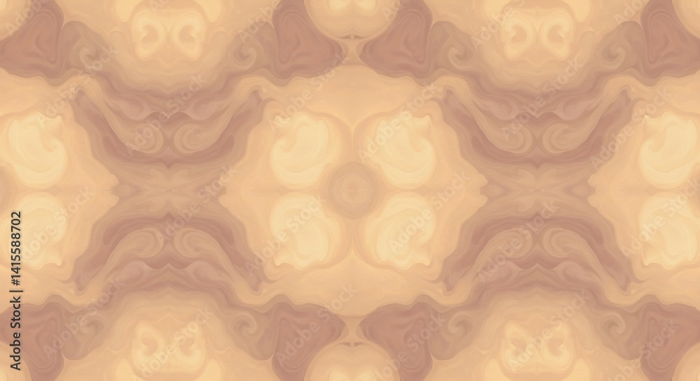Aufkleber beige and brown abstract pattern with swirls and curved shapes