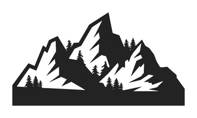 Fototapeta premium silhouette Vector illustration of a mountain against white background