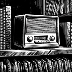 Vintage Radio on Shelf