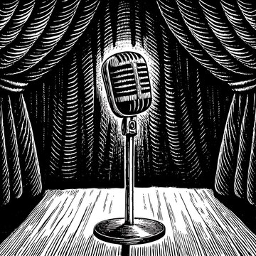Vintage Microphone on Stage