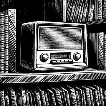 Vintage Radio on Shelf