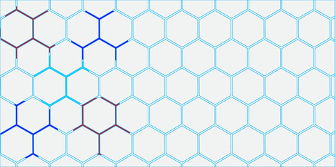 Blue Geometric Hexagonal Pattern with Seamless Design and Honeycomb Texture