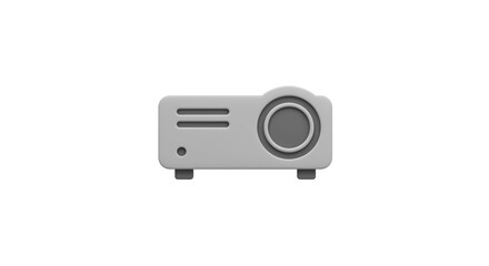 A sleek grey projector ready to illuminate the big screen, showcasing presentations and films in a minimalist design.
