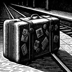 Vintage Suitcase with Stickers