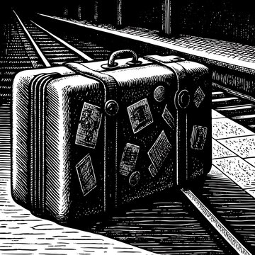 Vintage Suitcase with Stickers