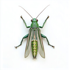 Green grasshopper isolated on white