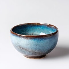 Elegant Blue and Brown Ceramic Bowl Studio Shot Perfect for Food Blogs or Restaurant Menus