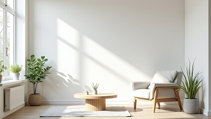 Interior View of Room with Chair, Table and Plants