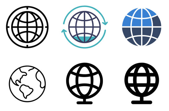 Globe Icon World and Global Connection Symbol