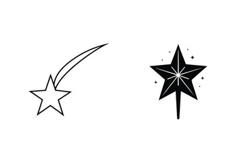 Obraz premium Star Icons Set Celestial Symbols Black And White Vector Illustration