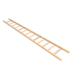 Wooden Ladder, 3d illustration isolated on white background