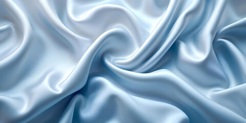 Fototapeta premium Modern pastel blue satin drapery with light gray soft folds