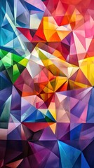 A Colorful Geometric Abstract Painting Featuring Many Different Shapes