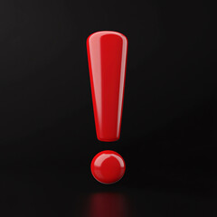 Bright red exclamation mark on a black background indicating urgency or importance in design and communication