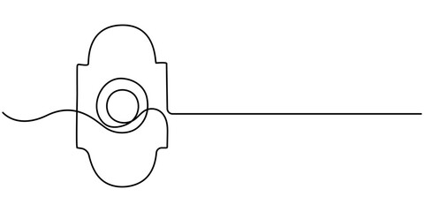 Continuous line drawing representing a bell ringing, calling bell in one continuous line drawing vector illustration. Pro vector, hand drawn vector illustration calling bell decoration, tree.