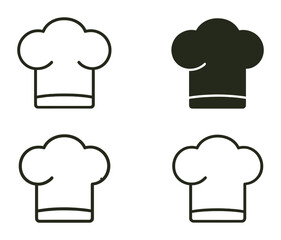 Culinary icons set: chef hat designs in a minimalist linear style
