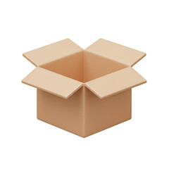 Open Cardboard Box Isolated on White Background
