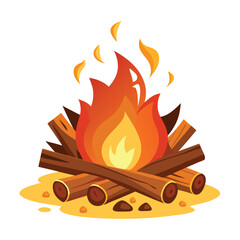 wood-campfire-set--camping-fire-firewood--signal vector image on white background