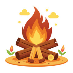 wood-campfire-set--camping-fire-firewood--signal vector image on white background