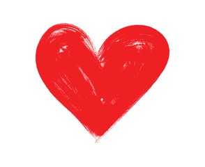 Red Hand-Drawn Heart Illustration – Grunge Brush Love Symbol Vector Illustration.	