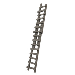 Old Makeshift Ladder, 3d illustration isolated on white background