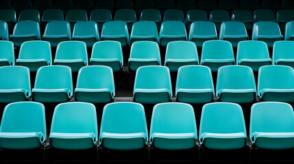 Fototapeta premium Empty Teal Seats In A Row