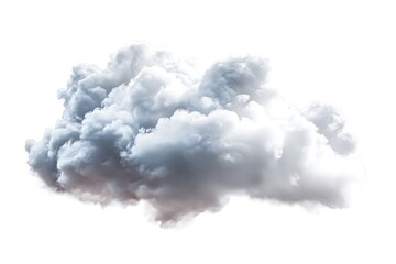 Obraz premium Fluffy Cumulus Cloudscape Isolated on White Background, Atmospheric, Weather Element