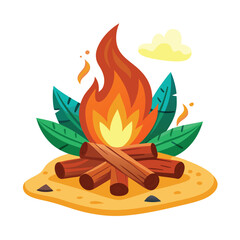 wood-campfire-set--camping-fire-firewood--signal vector image on white background