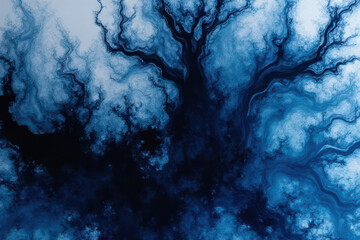 Mesmerizing Ink Swirls: Close-Up Experimental Photography of Navy and Black Fluid Patterns