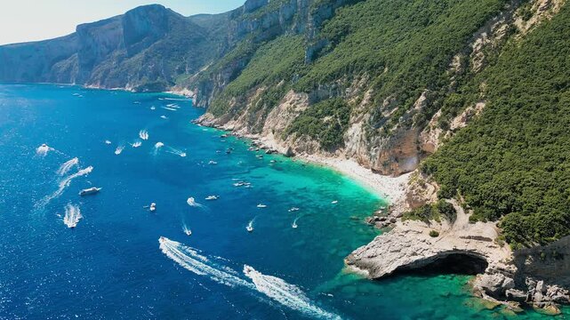Aerial view of Cala Mariolu, Italy, east coast of Sardinia, Orosei gulf