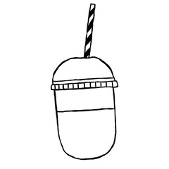 bubble tea cup without pearls png logo - hand-drawn drink cup doodle style