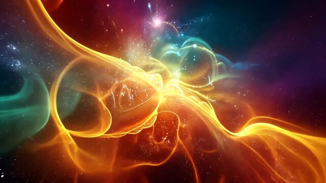 Feuerrote Goldene Nebel Universum Animation Hintergrund